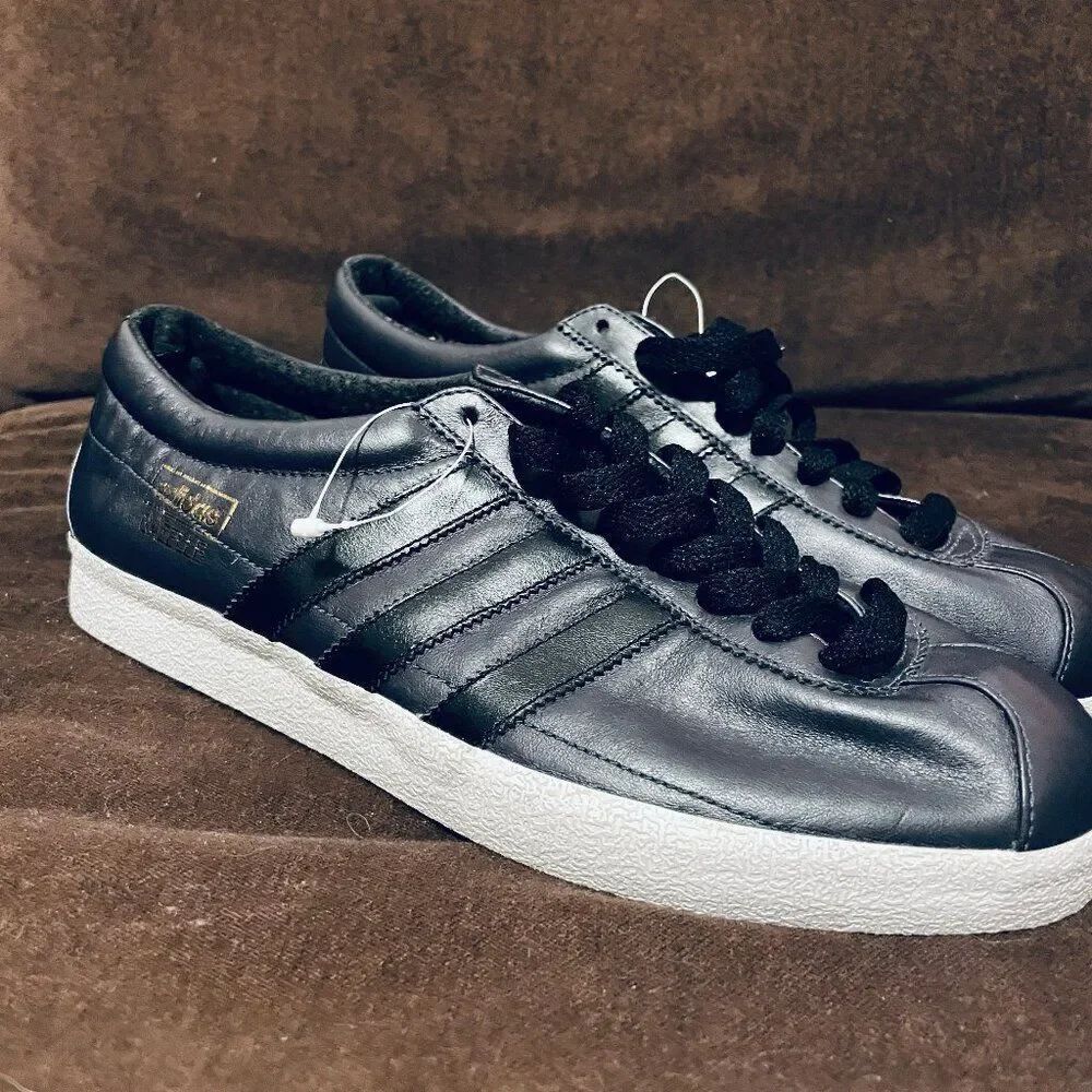 RARE 2007 Adidas Originals Gazelle Vintage Trainer Sample - Size 9 Black Leather
